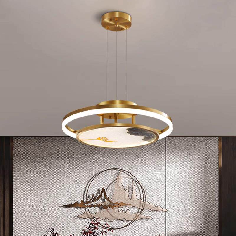 全铜吊灯简约现代卧室禅意新中式餐厅餐桌吧台茶室中国风