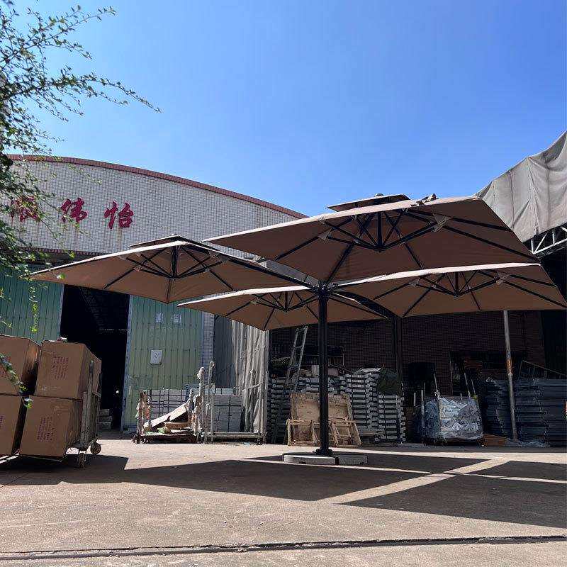 一尊四开多头罗马伞 户外遮阳防水 四头吊伞 中柱伞庭院广场适用