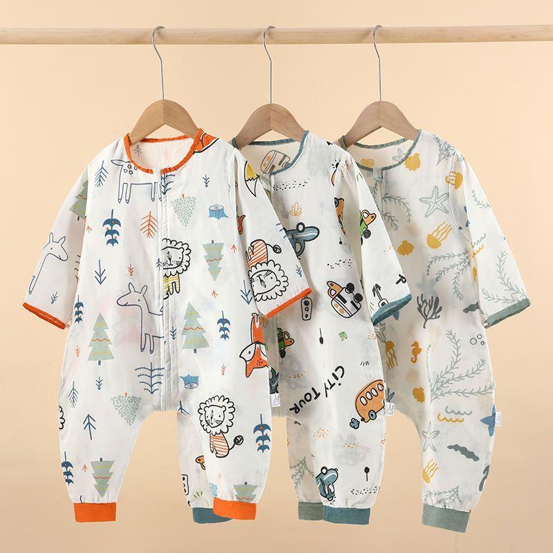 睡袋儿童婴儿纱布夏款二四六234层薄棉分腿秋防惊跳宝四季通宝用