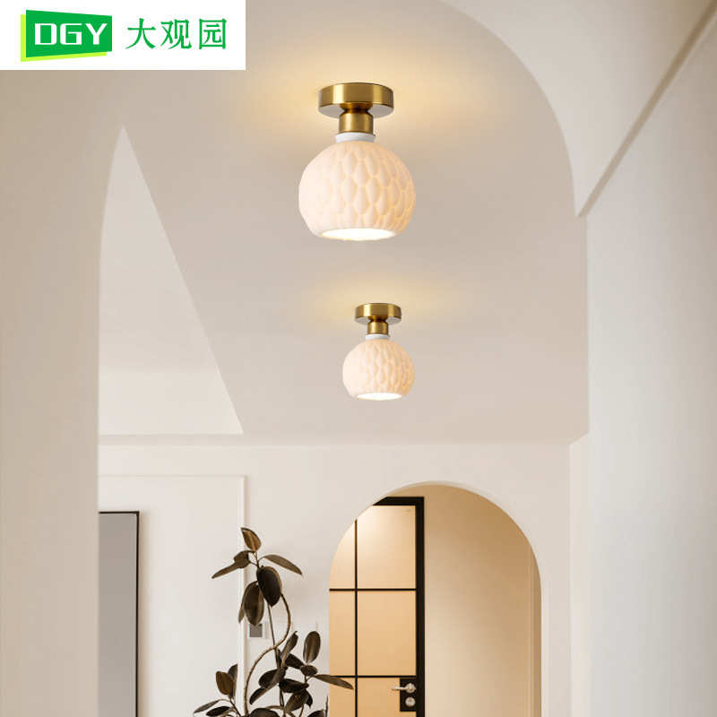 卧室吸顶灯灯过道走廊灯灯玄关简约led灯饰现代百褶裙陶瓷楼梯灯