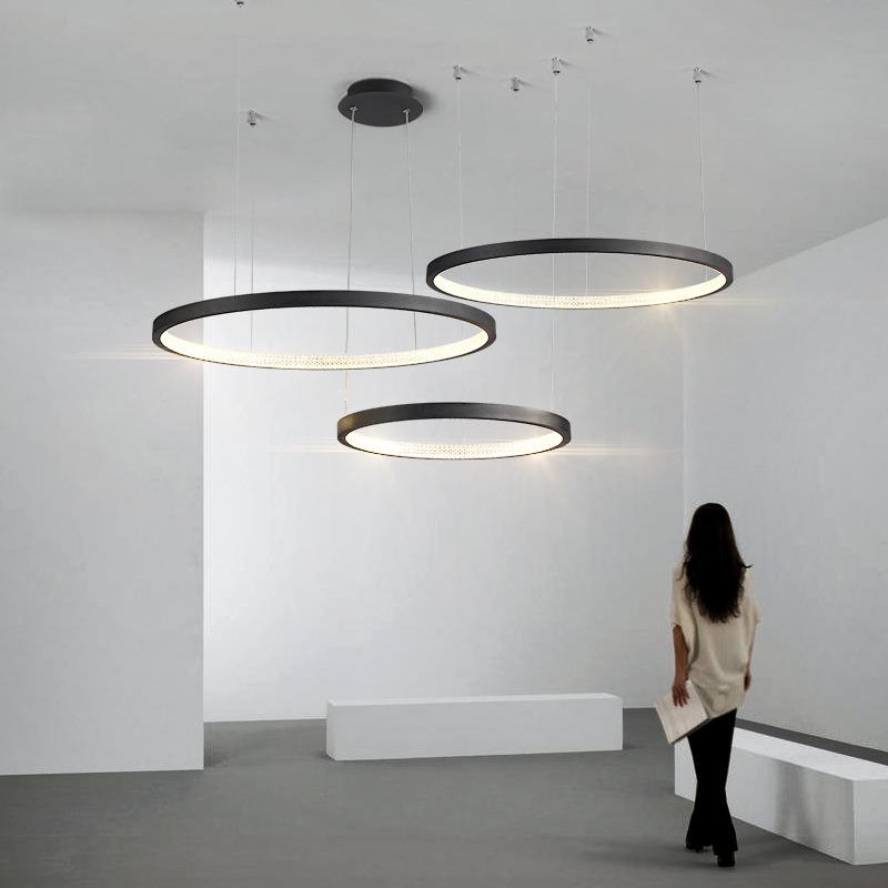 极简客厅吊灯后现代简约轻奢餐厅灯设计师别墅展厅灯圆圈意式灯具