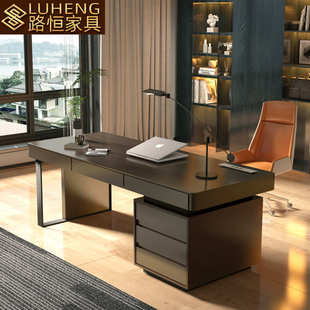 实木办公桌高端老板大班桌家用轻奢台式书桌设计师写字学习桌子