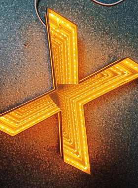 定做3D发光字门头招牌千层镜无限深渊镜幻彩发光字霓虹灯广告牌