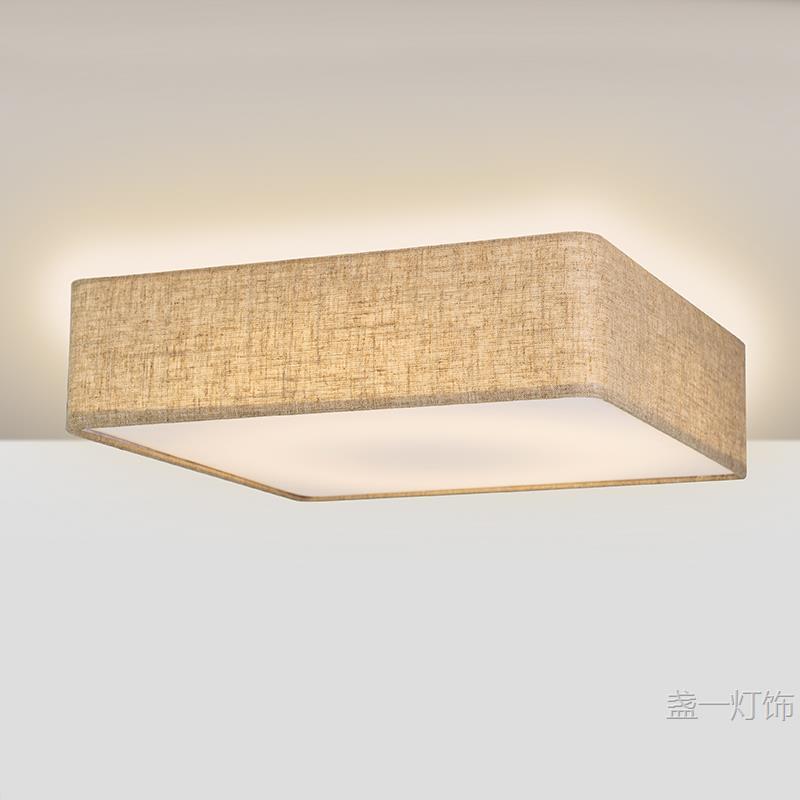 北欧LED吸顶灯房间卧室亚麻布艺客厅遥控简约现代过道走廊圆形灯