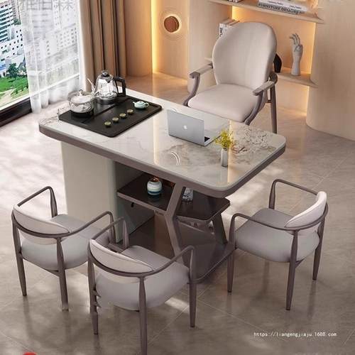 轻奢岩板茶桌椅组合2025新款现代简约茶几家用客厅茶桌一体一整套