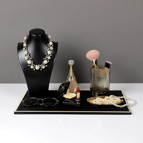 样板房衣柜衣帽间梳妆台飘窗托盘摆件颈模首饰软装家居装饰品轻奢