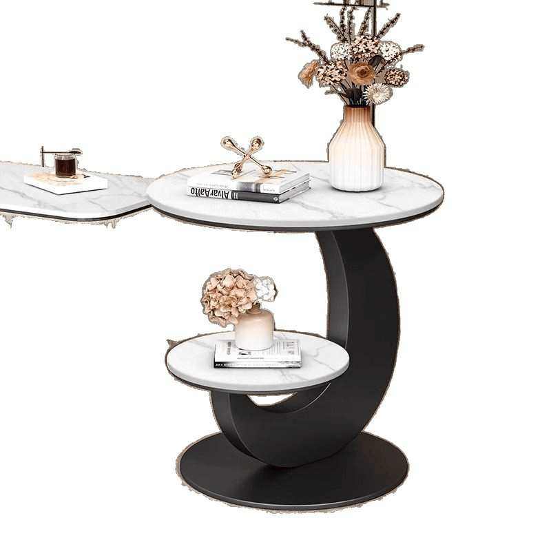 简约现代岩板边几客厅阳台双层小圆桌子创意高级感沙发边几小茶几,住宅家具,角几/边几,淘宝优惠券,粉丝福利购,淘宝优惠卷