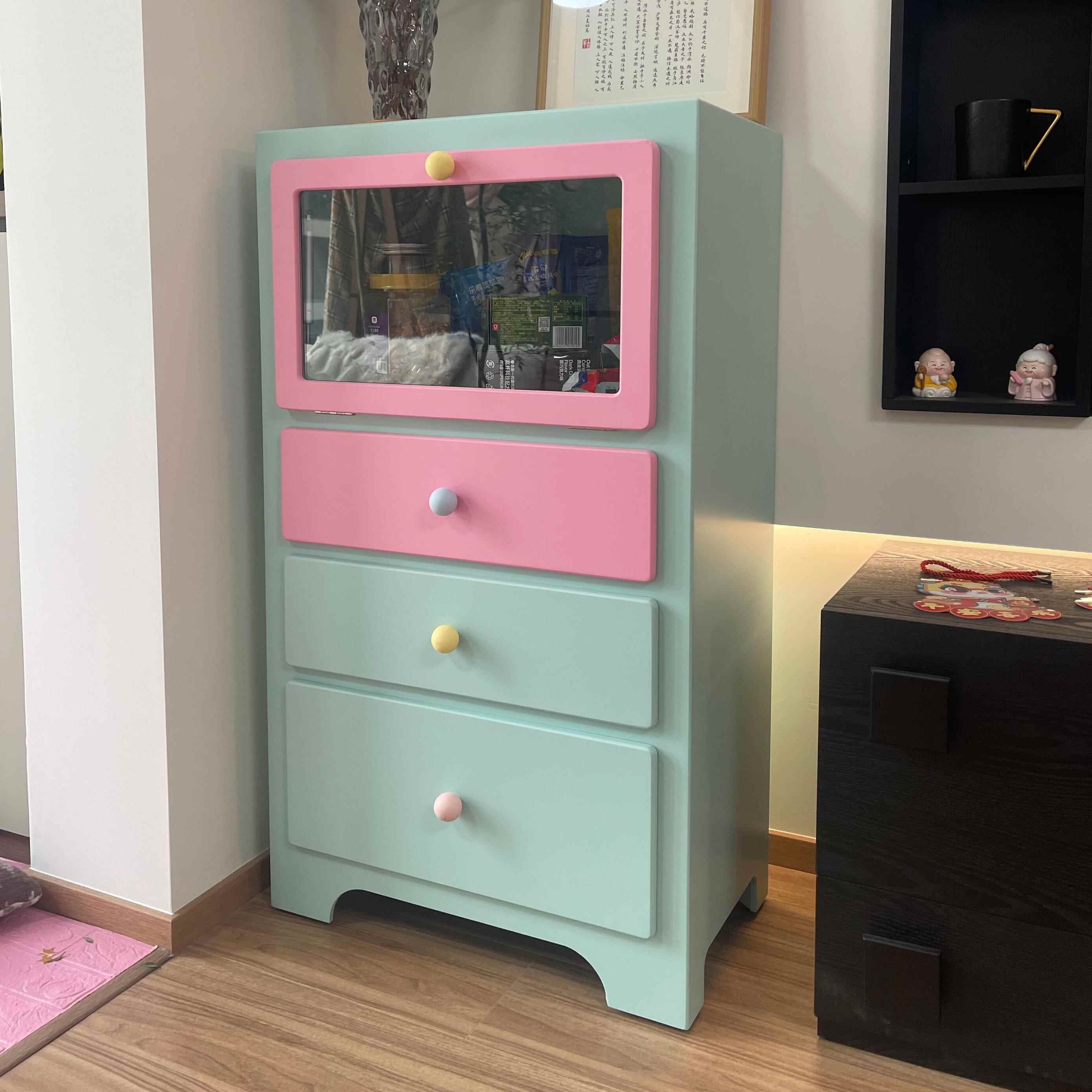 多巴胺ins斗柜芭比粉色模型柜收纳柜客厅收纳柜现代展示柜餐柜
