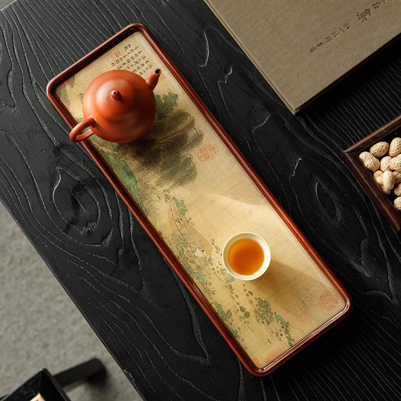 塑画国风壶承干泡台家用新中式简约功夫茶具托盘一人用迷你小茶盘