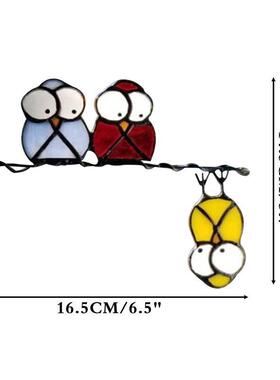 独立站意货源 彩玻璃小鸟色饰 窗户蜂鸟挂件po1234 复活节挂创礼