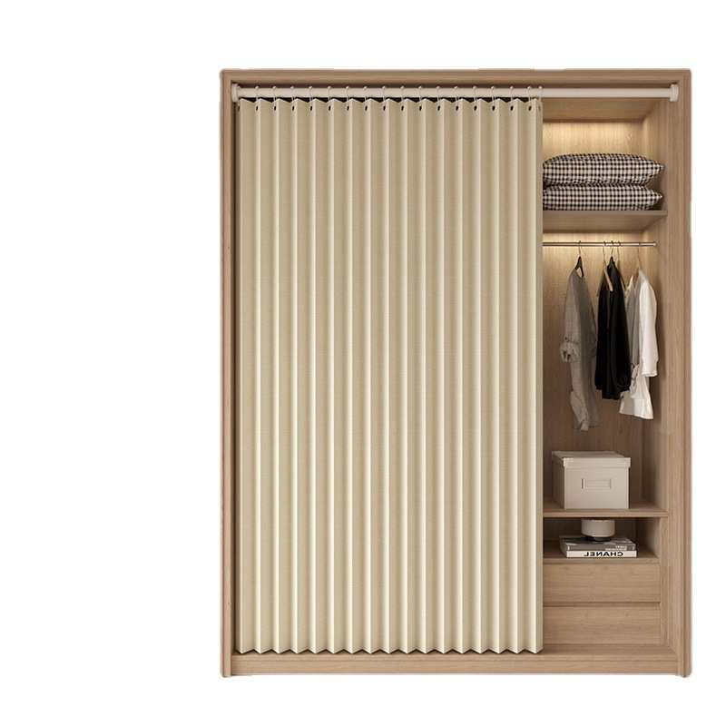 衣柜折叠帘衣帽间防尘门帘遮挡帘柜子隔断帘免打孔开放式书柜挂帘