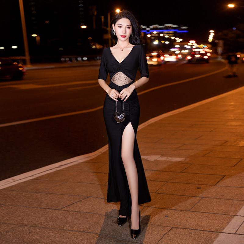 夜店女装性感晚礼服高端聚会轻奢显瘦收腰夜场上班桑拿足浴长裙