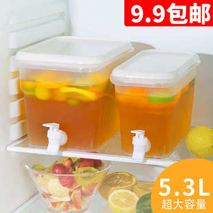 塑料柠檬水果茶桶 夏天家用超大容量冰箱冷水壶带水龙头耐高温日式