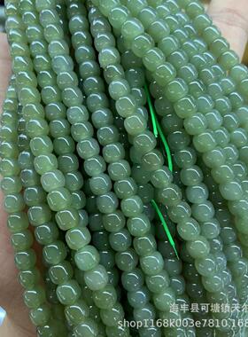 和田玉碧玉青海料晴水色108佛珠手串DIY小配件散珠手链玉石厂