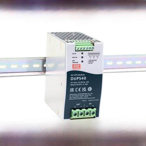 DUPS20/40 明纬开关电源24V20A40A直流不间断导轨类DC UPS模块