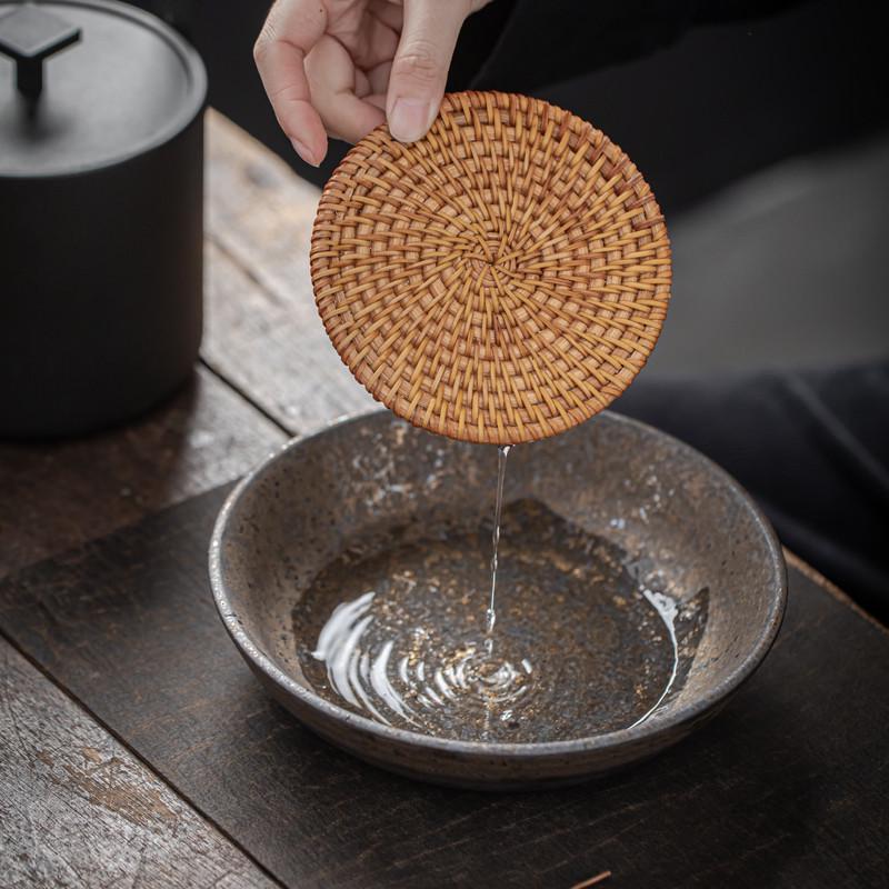 中式粗陶壶承干泡台陶瓷茶承储水盘家用紫砂壶底座禅意壶垫茶托盘