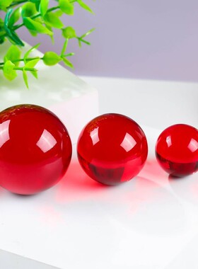 大号红色转运珠，开业鸿运当头红色玻璃水晶球祝福招财摆件