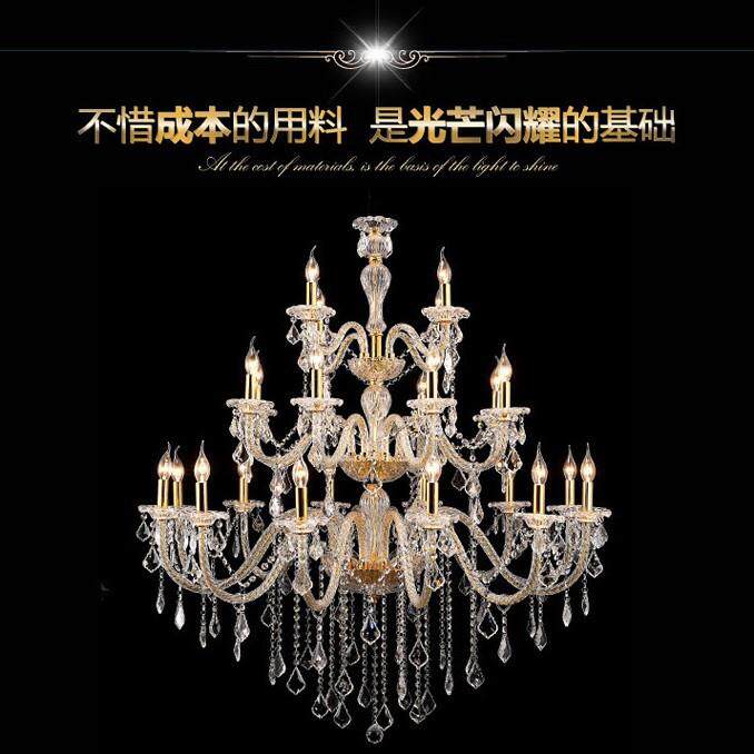 欧式蜡烛水晶灯LED玻璃弯管吊灯客厅餐厅酒店别墅蜡烛吊灯轻奢