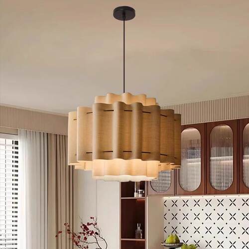 中式厅灯饮饭店包间包厢343餐大圆吊餐桌酒店复古民宿卧餐室布艺