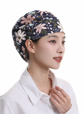 家用厨房炒菜帽子女可调节做饭防油烟做卫生工作厨师帽子防掉头发