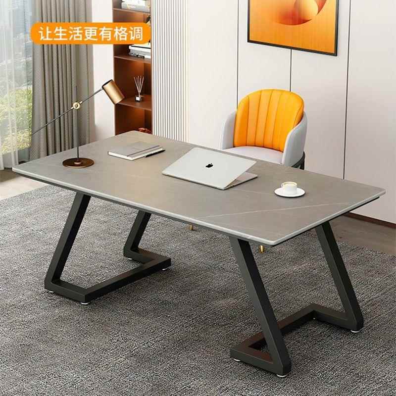 意式轻奢极简办公桌简约现代岩板简易书桌卧室家用书房电脑台式桌