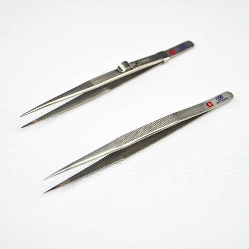 珠宝宝石夹钻石夹带锁带凹槽镊不易滑落钻石镊子不锈钢爪抓