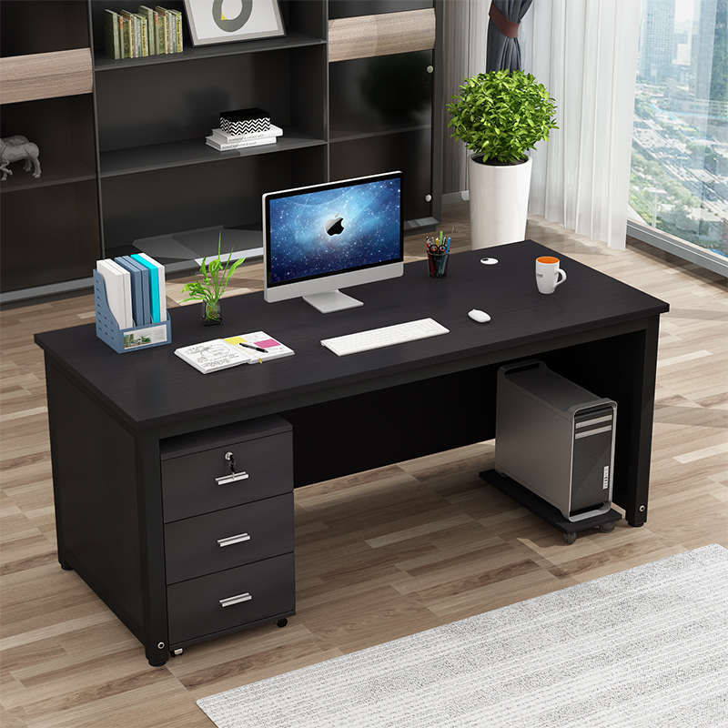 简易职员办公桌简约现代单人桌电脑桌带抽屉简易员工钢木写字书桌