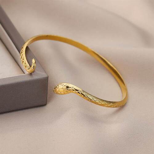 Punk Snake Bangles For Men Women Open Gold Color Stainless S