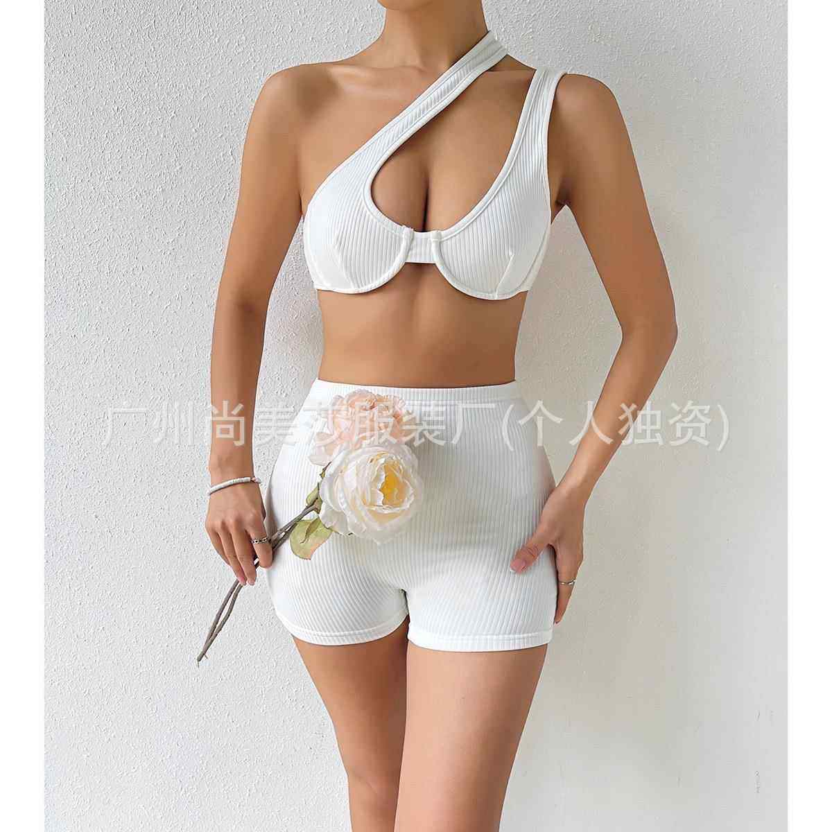 Women Halter Yoga Bra Set for Crossbody Pants Boxer Steel