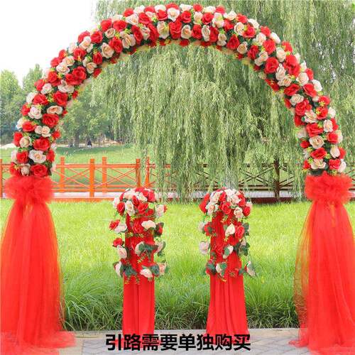 婚庆拱花门PVJ结婚礼花门开业店典绢门新款喜庆典装饰庆绢花环拱