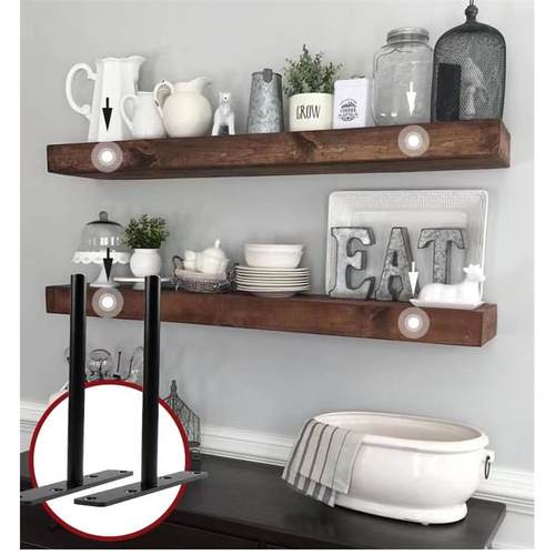 需定制隐形层板托 隐藏式12厘T形暗藏隔板托 黑色墙上暗装固定支