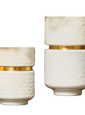 白色刻磨现代简约陶瓷花瓶摆件 中式酒店大堂白瓷客厅装饰工艺品