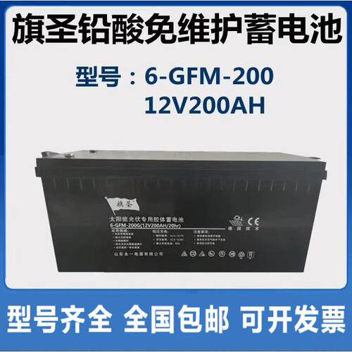 旗圣蓄电池6-GFM-200 12V200AH太阳能光伏发电路灯储能胶体电池