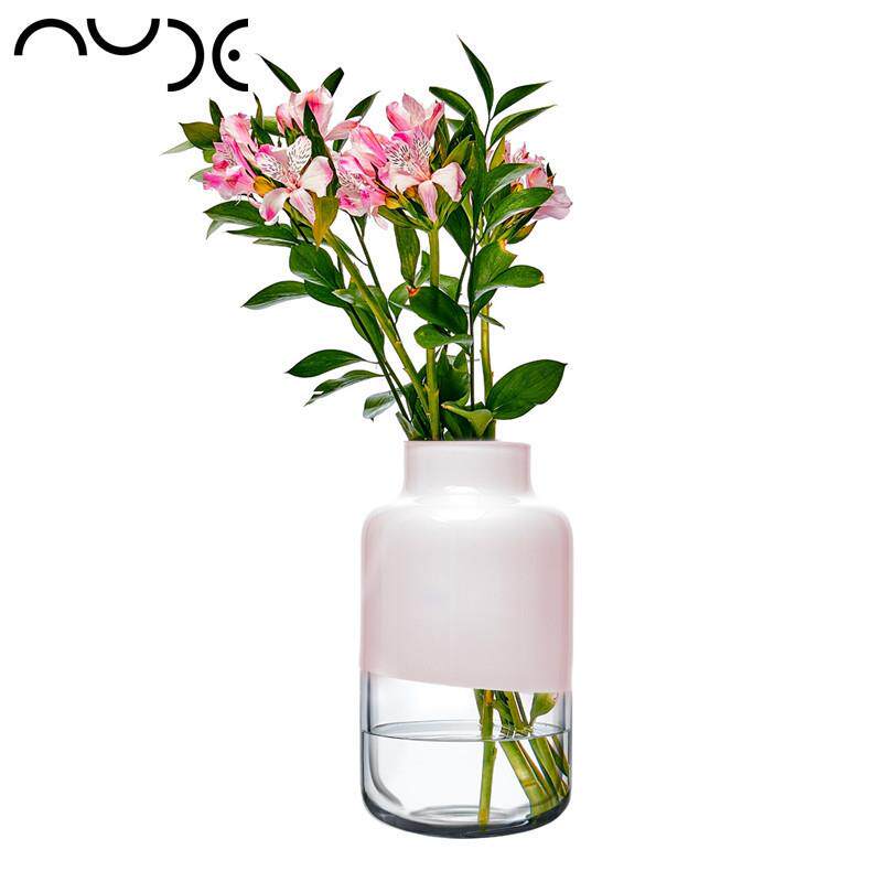 Nude 进口水晶玻璃欧式简约百合花瓶客厅摆件餐桌富贵竹插花大号
