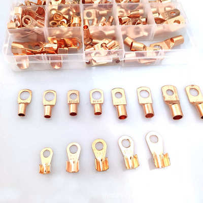 货源 130pcs盒装开口铜鼻子SC窥口端子组合电缆铜接线裸端子