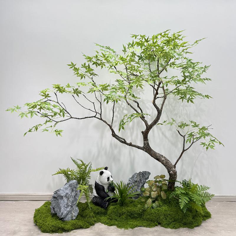 仿真绿枫树鸡爪槭枯山水盆景假树落地摆件茶室室内绿植造景装饰图片