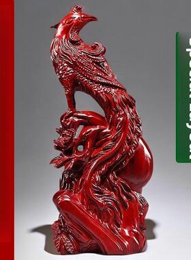 红木朱雀吉祥物饰品实木雕火凤凰火补充家居装饰木制工艺品