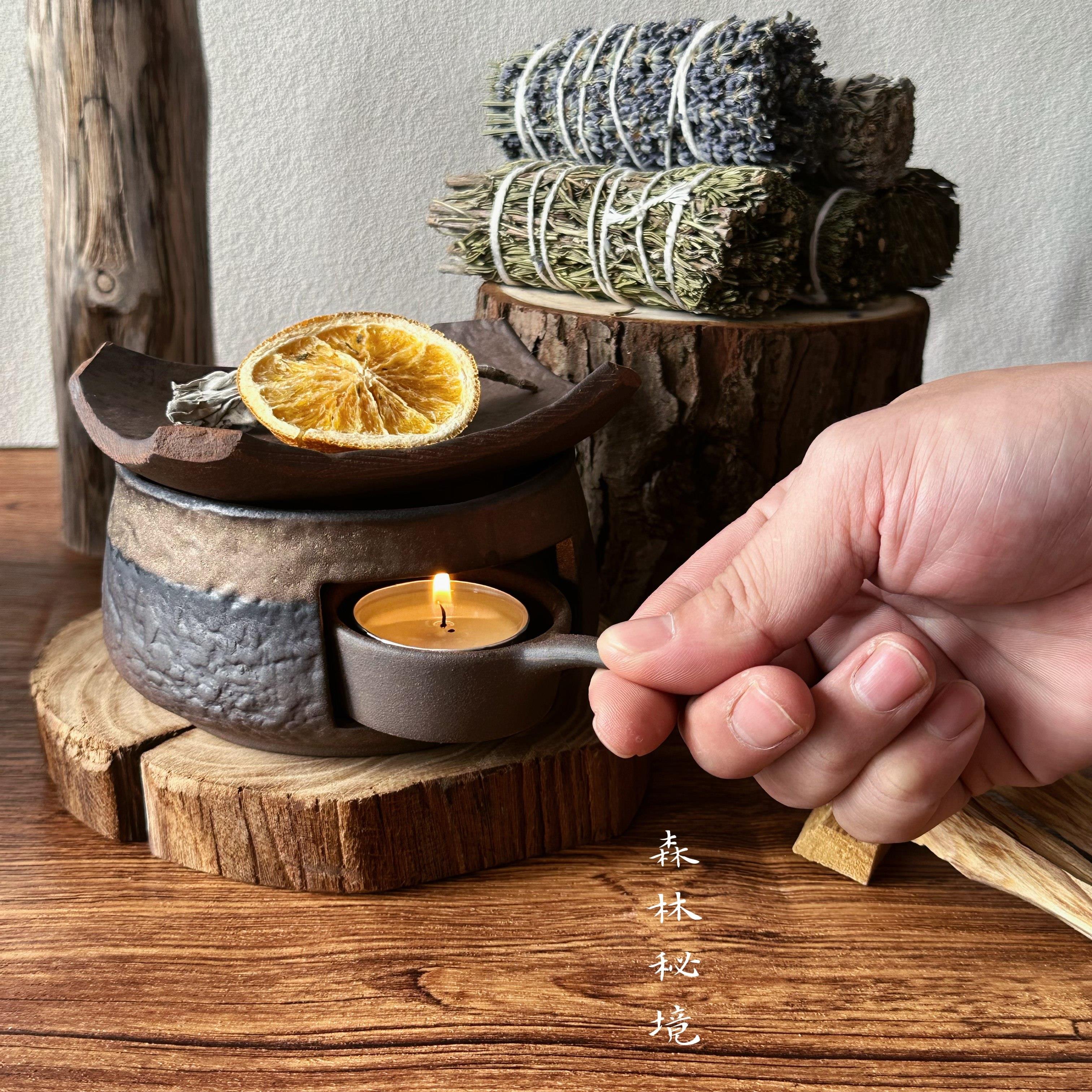 森林秘境 手工粗陶烘烤炉 烤茶炉 烤雪松 扩香炉 香薰炉