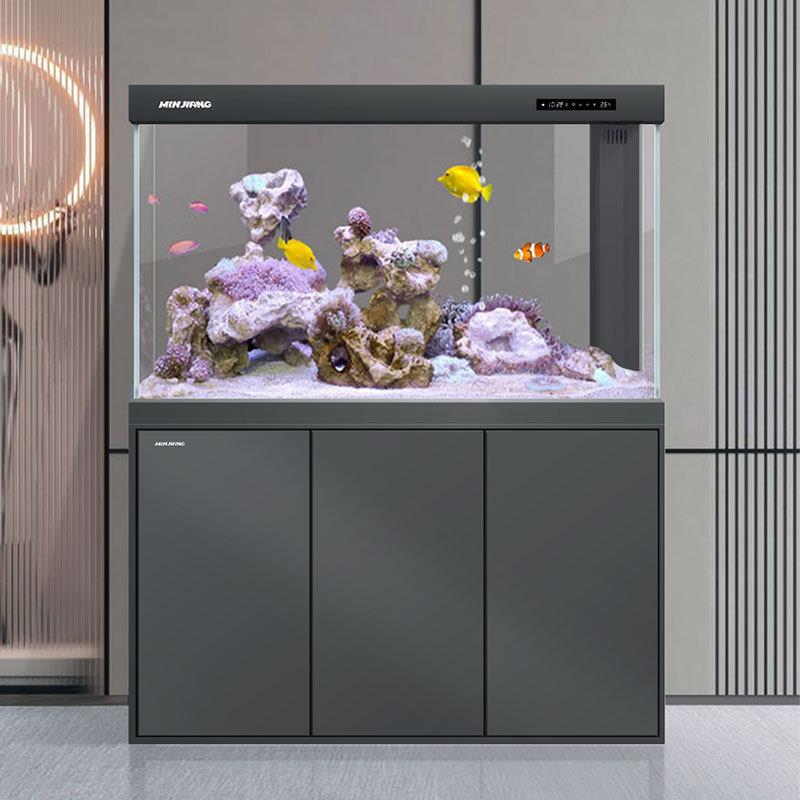 闽江鱼缸客厅家用中大型水族箱免换水底过滤简约现代轻奢超白鱼缸