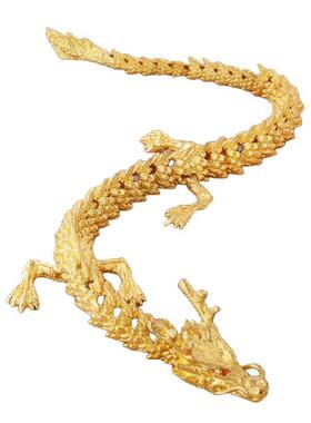 活动关节2024龙年黄铜品摆件立体过年个性客厅办公室龙饰品