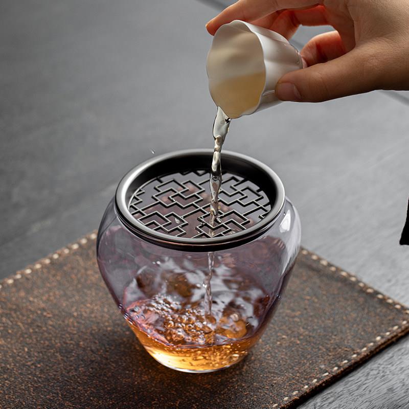 玻璃水洗茶渣罐水桶家用过滤水洗茶渣桶功夫茶具配件带盖