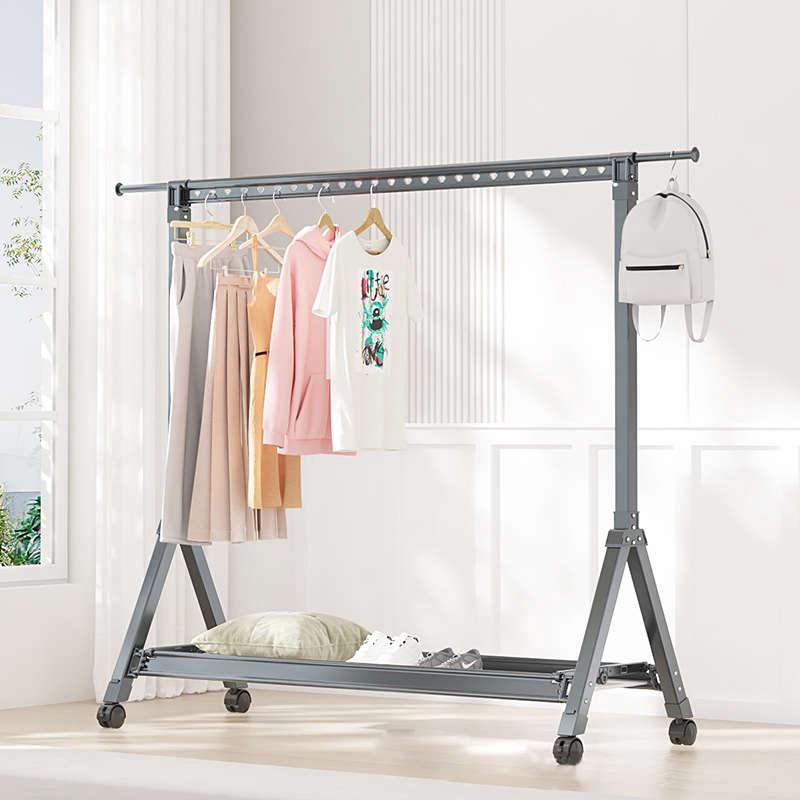 折叠晾衣架落地架子衣架铝合金阳台伸缩晾衣杆室内家用晒被子