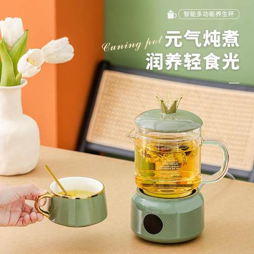 萌圈mini加热养生杯电炖杯办公室小型煮茶糖水热牛奶花茶