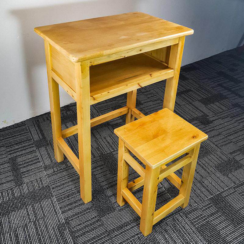 实木课桌椅中小学生简约学习木质书桌学校家用老式单人书桌