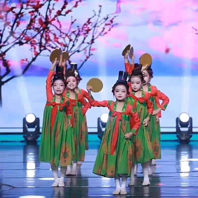 唐宫夜宴服装儿童演出服汉服女童中国风古典舞蹈服小唐俑表演服装