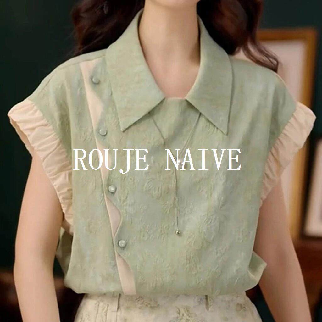ROUJE NAIVE法式休闲短袖衬衫女2026夏季新款洋气百搭设计感上衣
