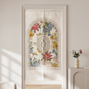 加厚双面轻奢复古高级感门帘隔断帘半帘法式卧室房间免打孔遮挡帘