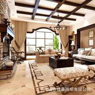 lot美式 乡村复古圆铁艺形蜡酒烛f吊灯吧4541餐厅客厅别墅工程灯