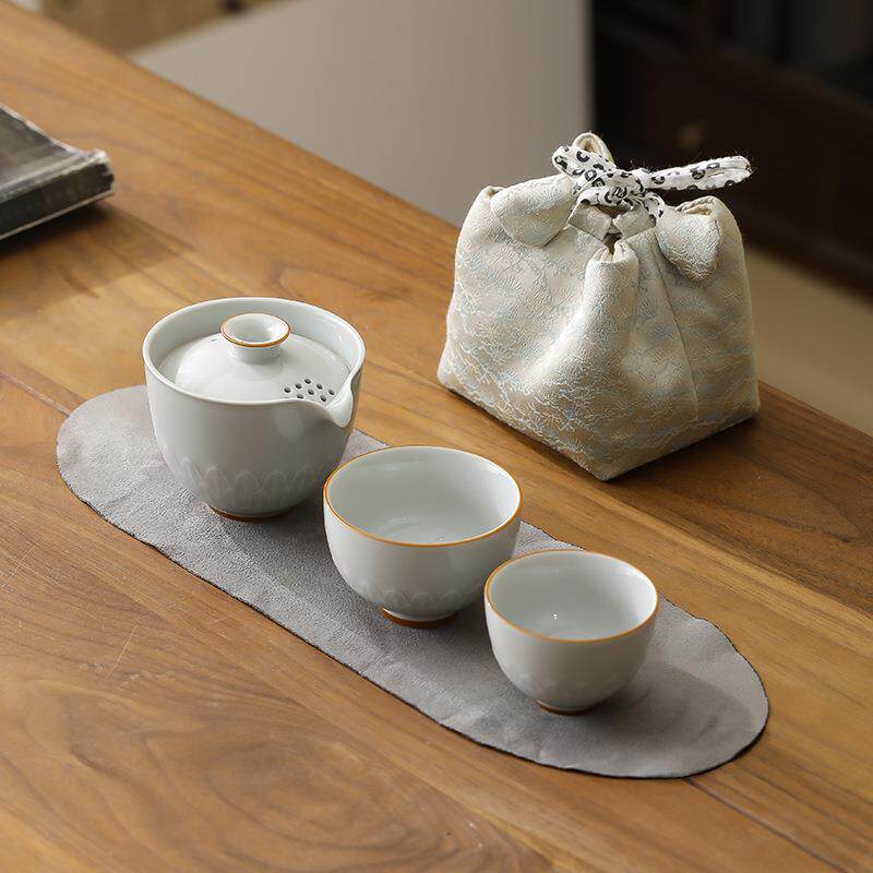 影青旅行茶具套装一壶一杯户外便携式快客杯个人专用喝茶茶壶茶杯