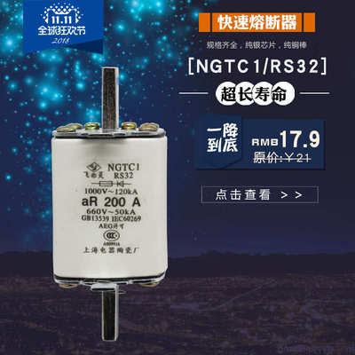 陶瓷熔断器熔芯保险丝NGTC1 RS32 aR250A200A180A 660V-50KA 银芯